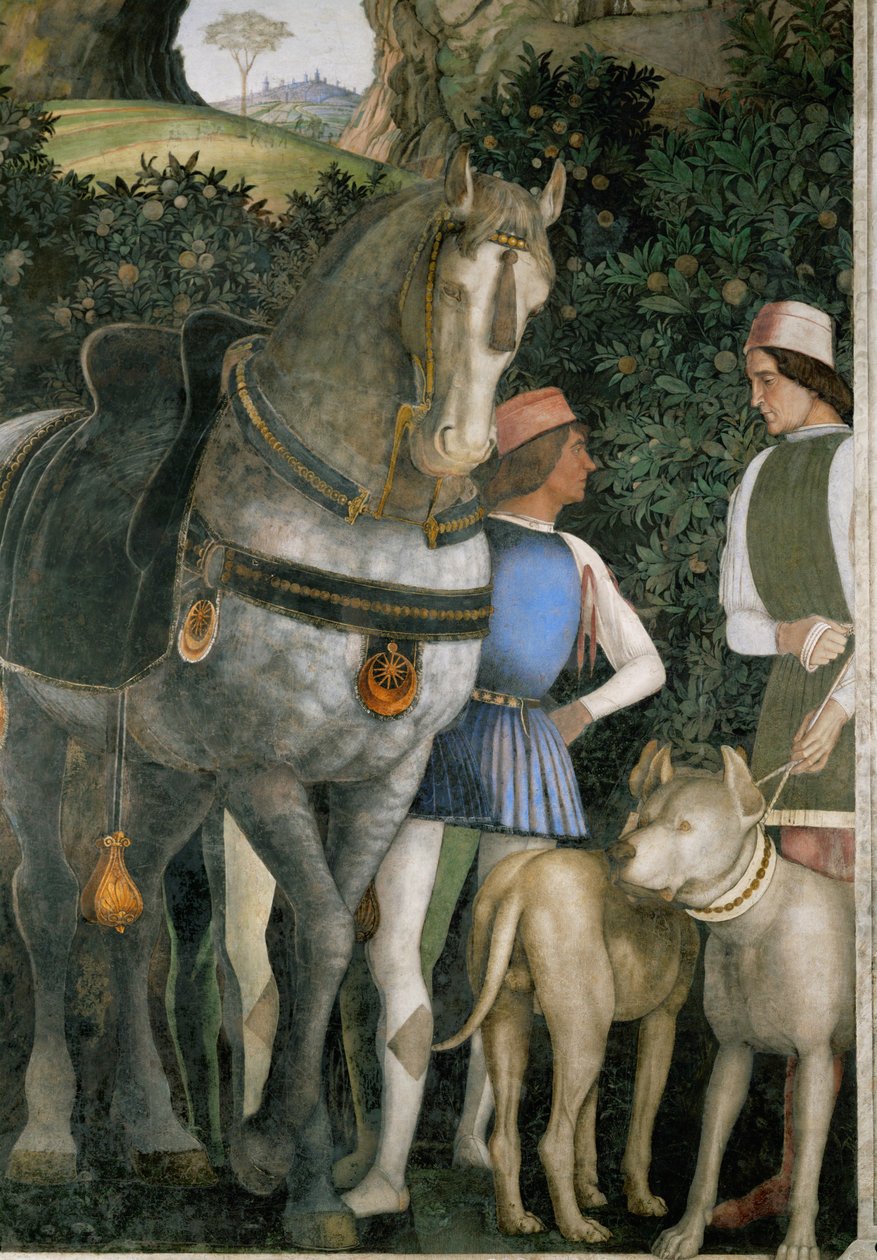 Due palafrenieri con il cavallo e i segugi di Lodovico Gonzaga (affresco) da Andrea Mantegna