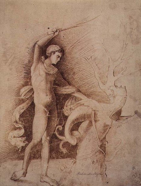 Giovane che combatte un drago da Andrea Mantegna
