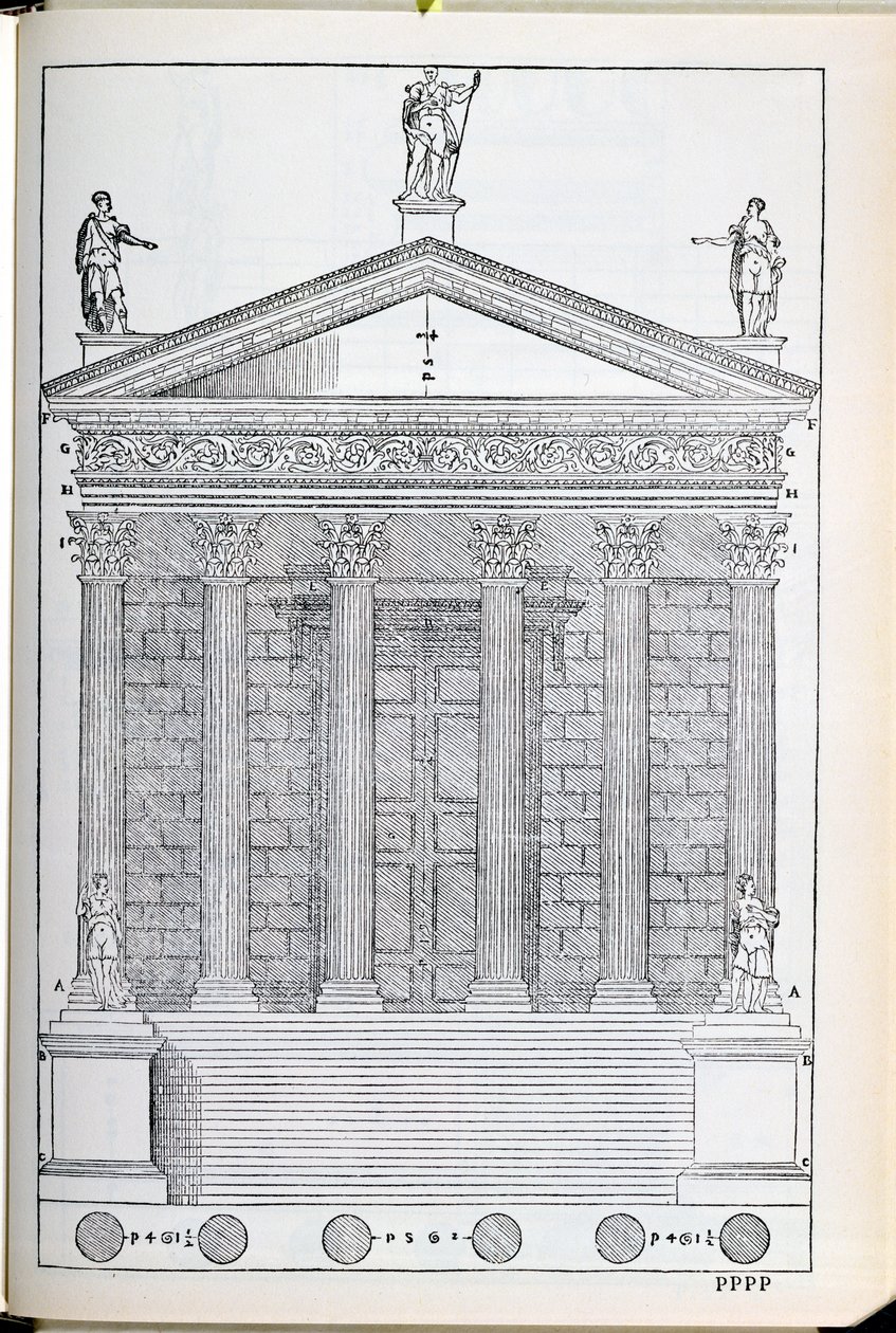 Elevazione del Tempio di Nimes, illustrazione da una copia facsimile di 