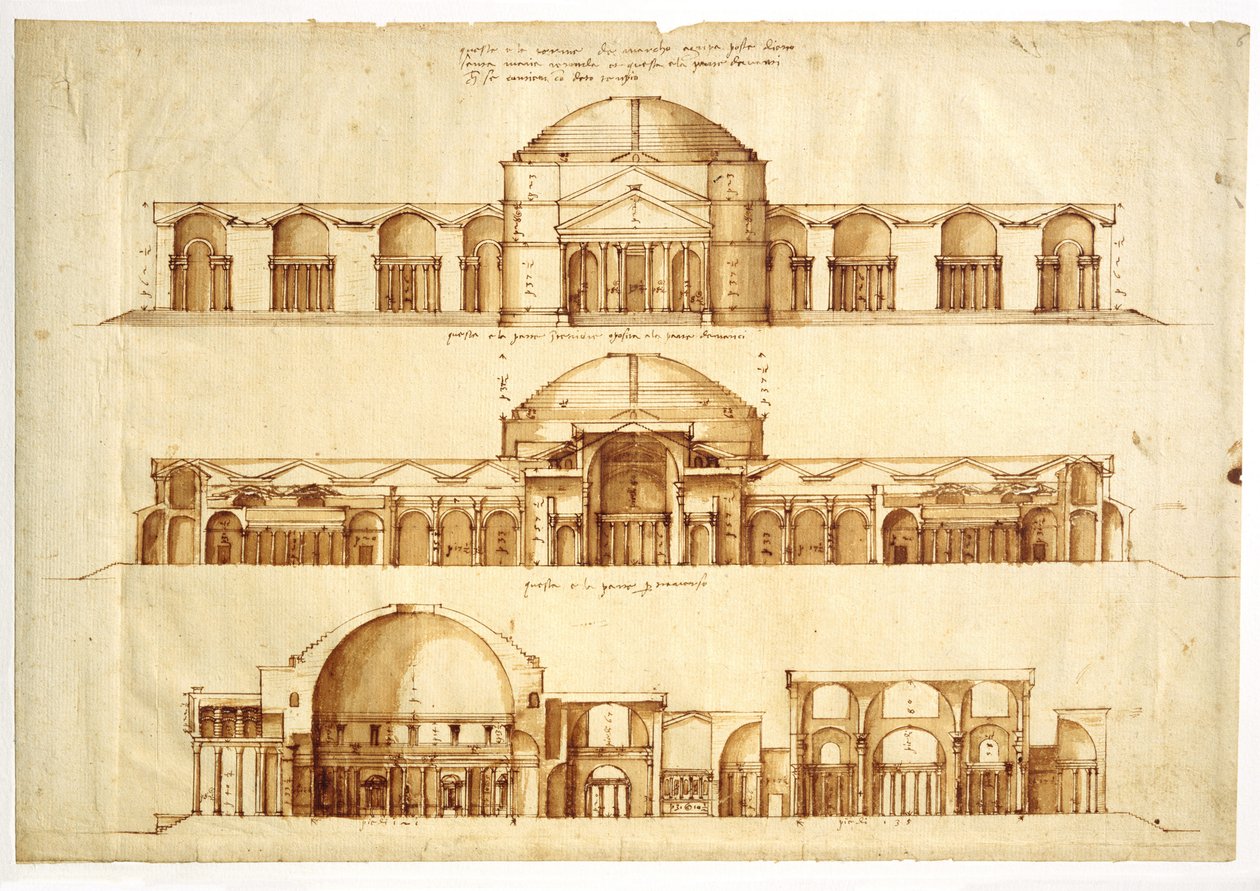 Progetto di ricostruzione delle Terme di Agrippa, Roma, c. 1550 da Andrea Palladio