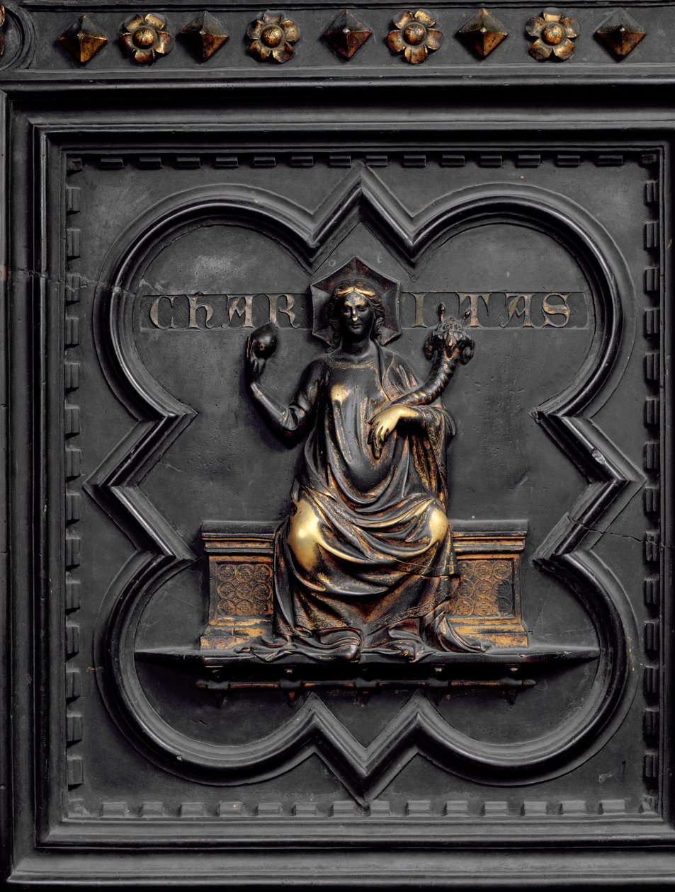 Carità, pannello C delle porte sud del Battistero di San Giovanni, 1336 (bronzo) da Andrea Pisano