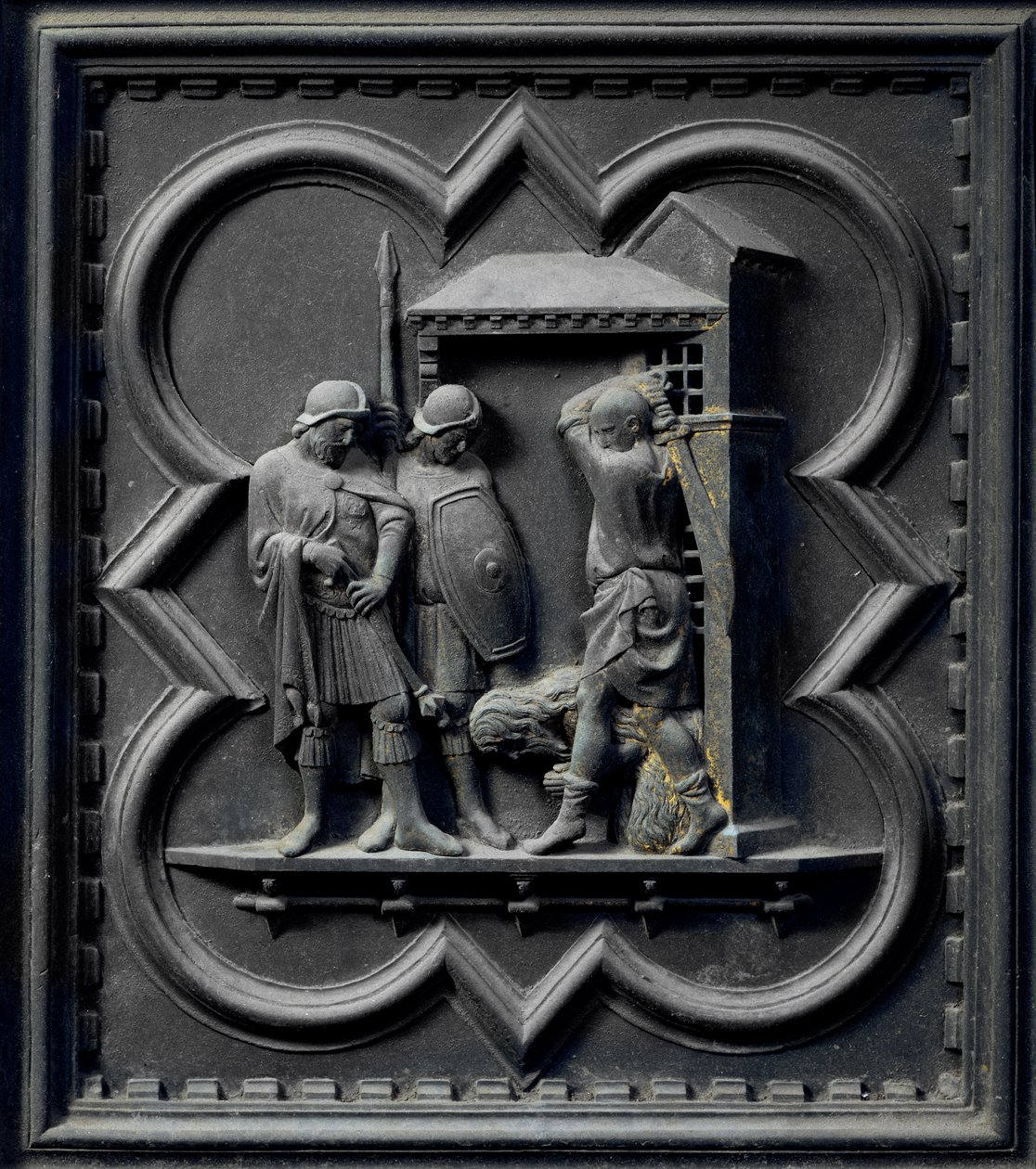 La decapitazione di San Giovanni Battista, sedicesimo pannello delle Porte Sud del Battistero di San Giovanni, 1336 da Andrea Pisano