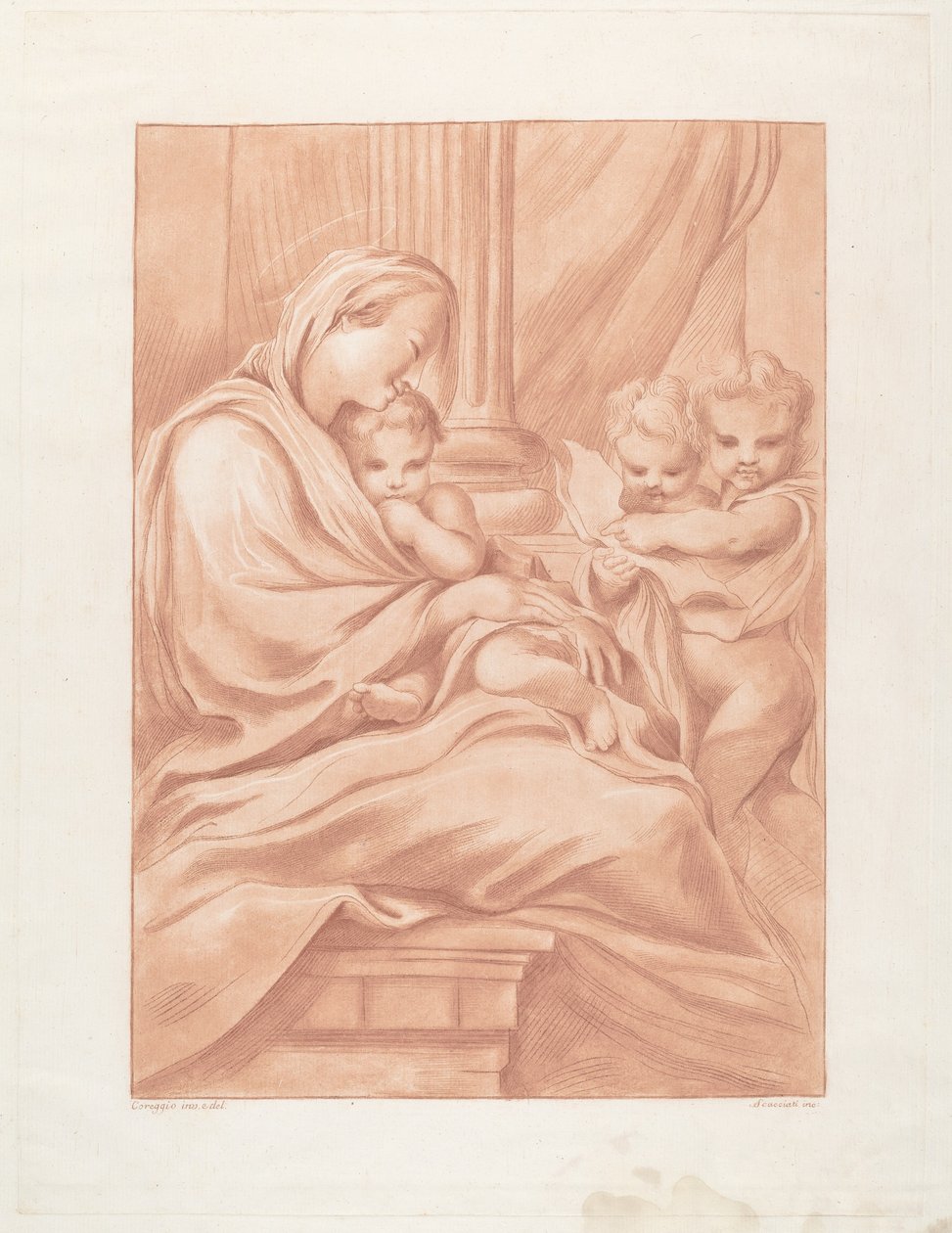Vergine e Bambino con due angeli da Andrea Scacciati after Correggio