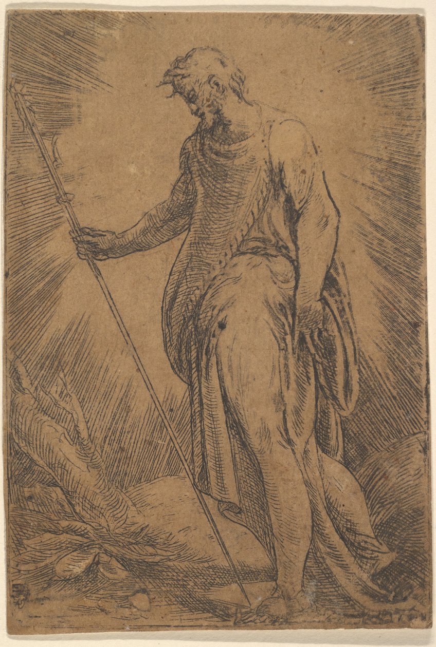Un apostolo con un bastone rivolto a sinistra, ca. 1540-60 da Andrea Schiavone
