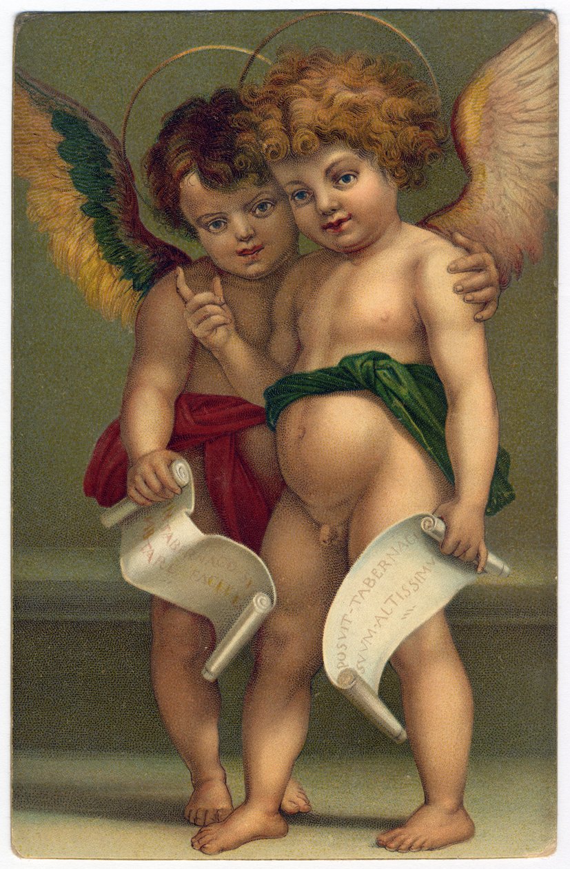 Due angeli. Immagine pia dopo il pittore ANDREA DEL SARTO (1486-1530), Dresda, c.1910 da Andrea del (after) Sarto