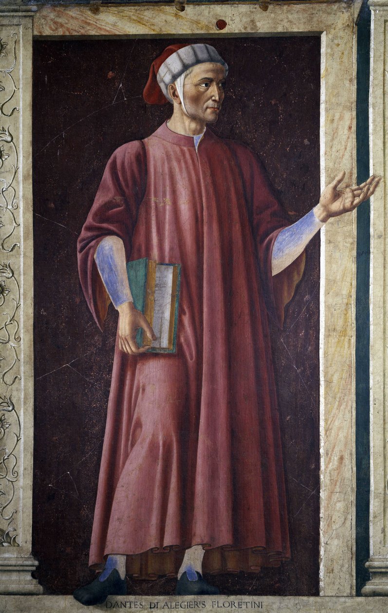 Dante Alighieri dalla serie di uomini e donne famosi della Villa Carducci da Andrea del Castagno