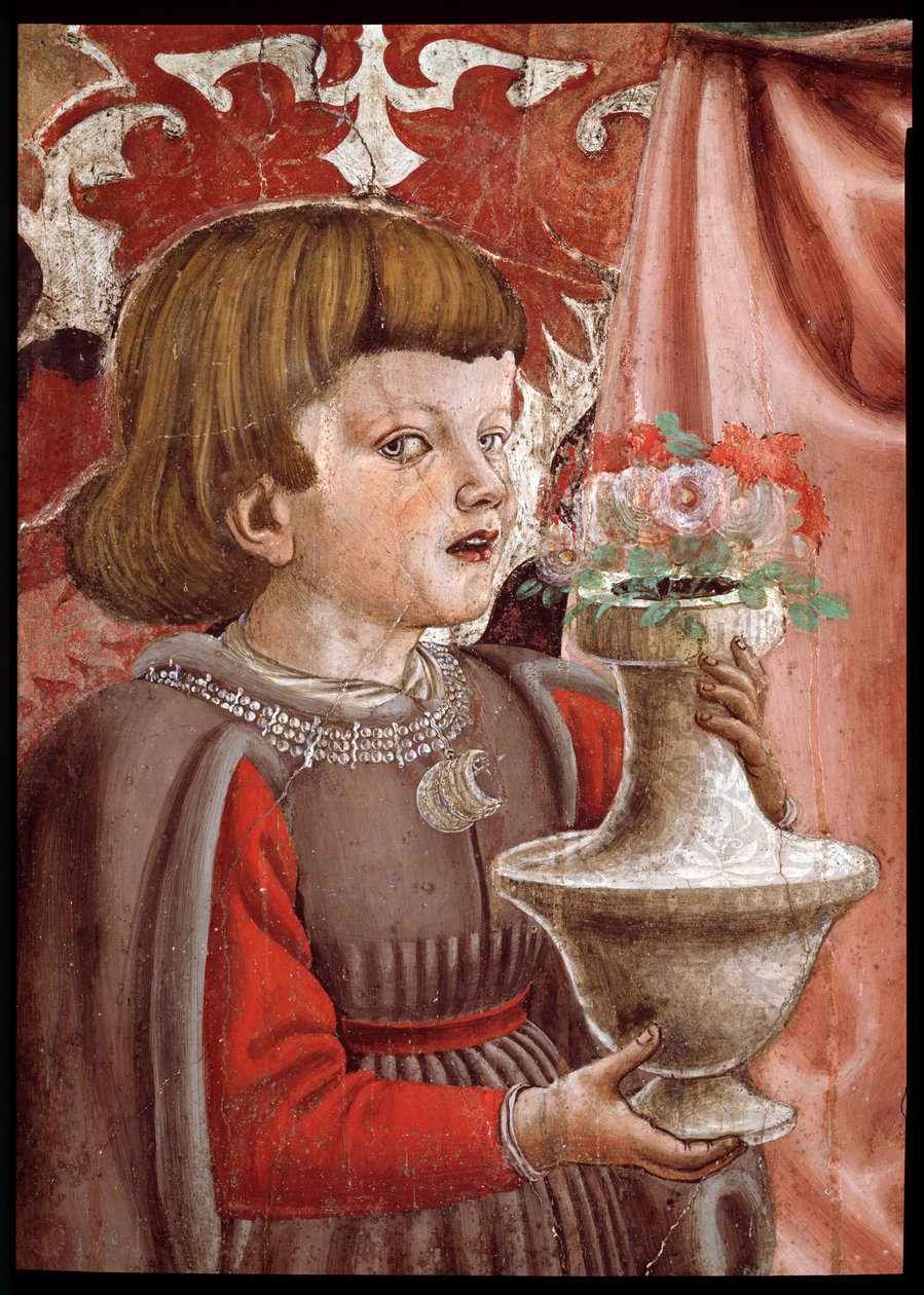 Vergine con bambino con due angeli, san Giovanni Battista e un altro santo, e due figli della famiglia Pazzi (dettaglio) da Andrea del Castagno