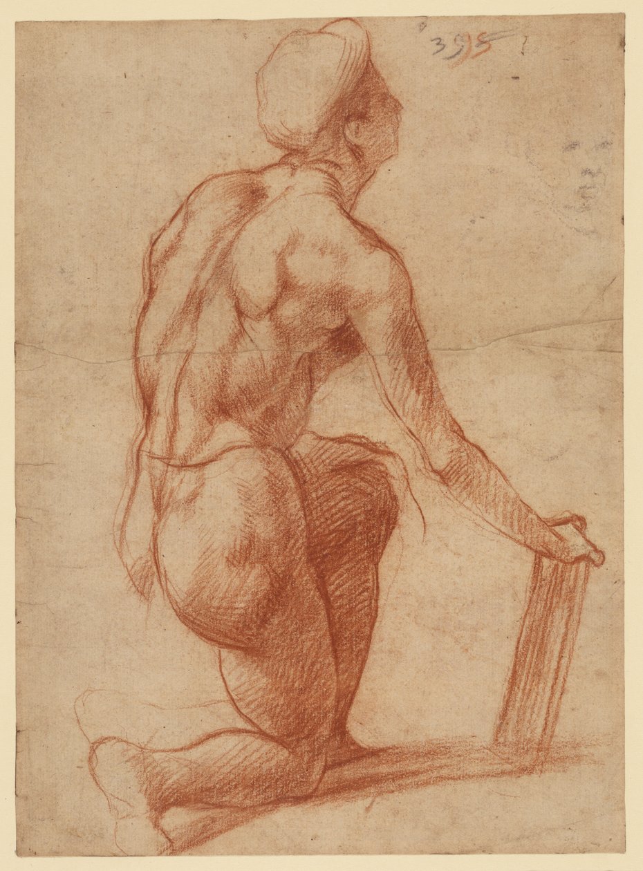 Studio di figura inginocchiata con schizzo di un volto (recto); studio di figura e volto (verso) da Andrea del Sarto