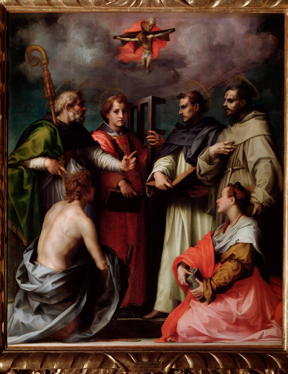 La disputa della Santissima Trinità, con San Pietro, San Lorenzo, Sant