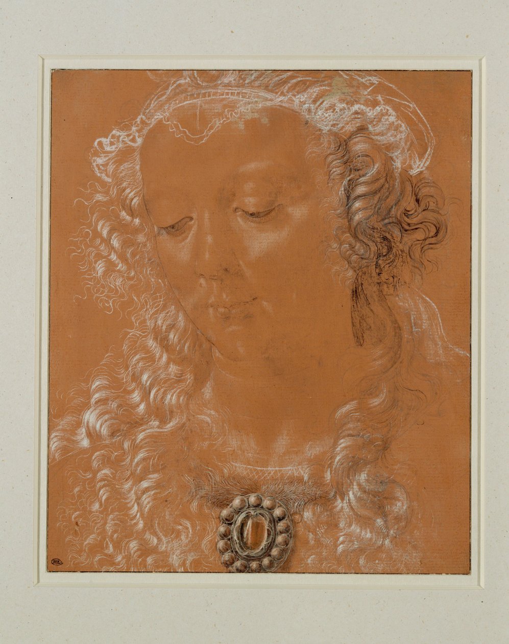 Testa di donna, occhi bassi, leggermente girata a sinistra ... da Andrea del Verrocchio