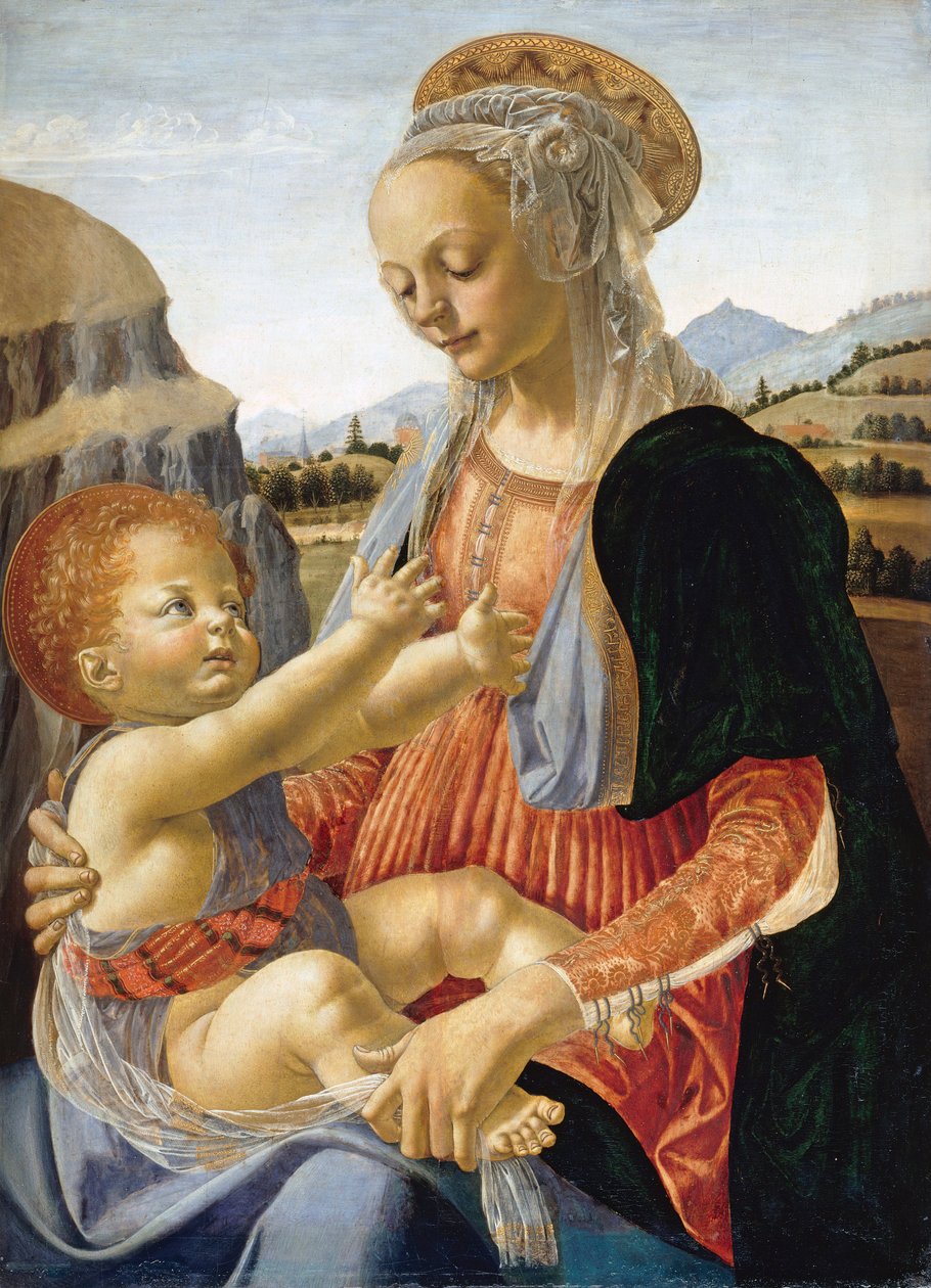 ""Madonna con bambino"" Dipinto su legno di Andrea del Verrocchio (1437-1488) 1466-1470 Dim 67.3 x 49.4 cm Gemaeldegalerie, Staatliche Museen, Berlino da Andrea del Verrocchio