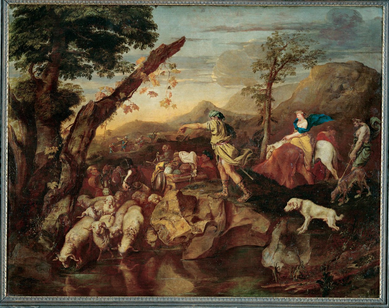 Auszug Jakobs nach Kanaan - Giacobbe parte per Canaan ... (dipinto su tela) da Andrea di Leone