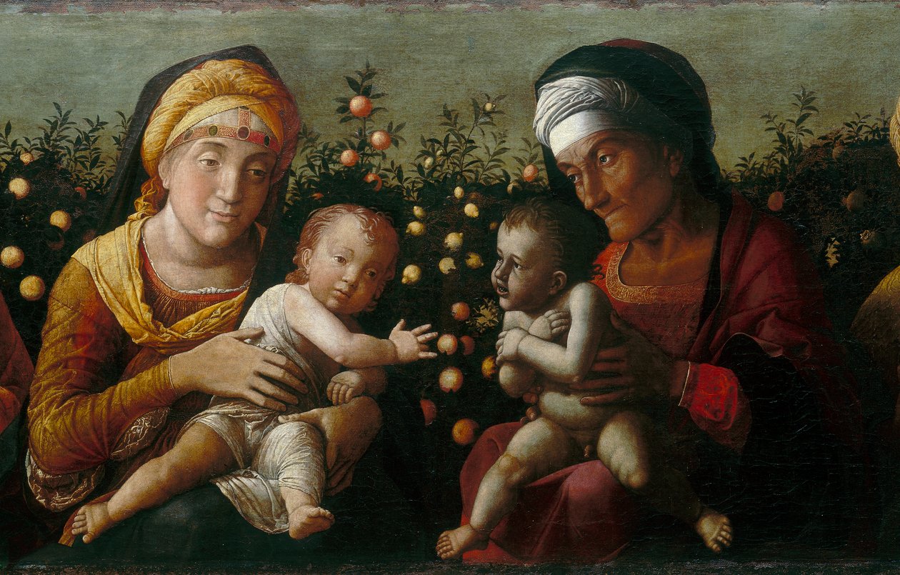 La Sacra Famiglia con i Santi Elisabetta, Giovanni e Zaccaria, (dettaglio) da Andrea school of Mantegna