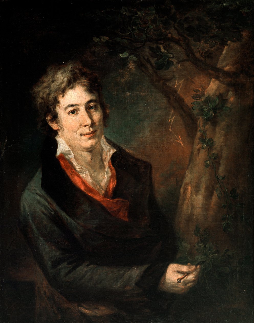 Ritratto del poeta e drammaturgo italiano Ugo Foscolo da Andrea the Elder Appiani