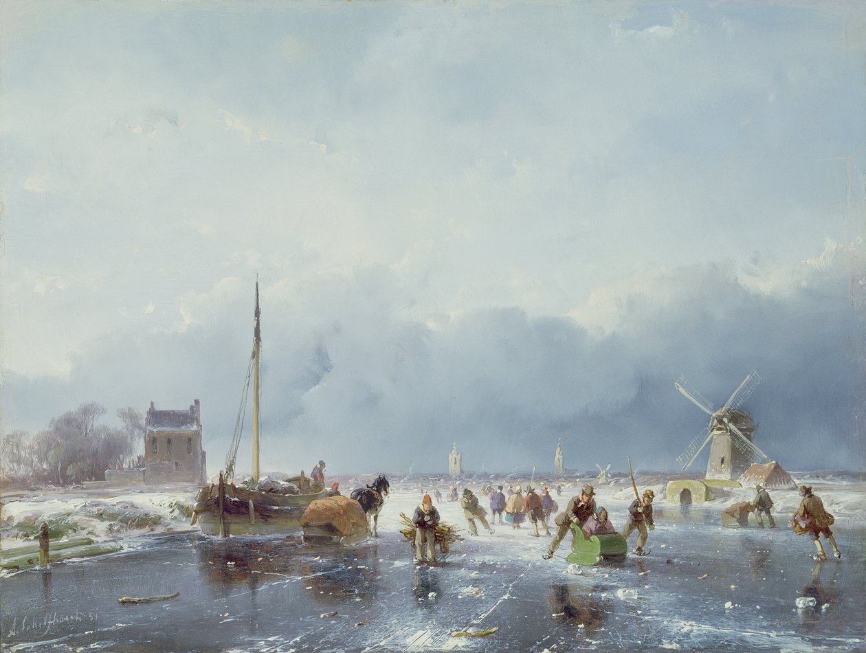Scena invernale ghiacciata da Andreas Schelfhout