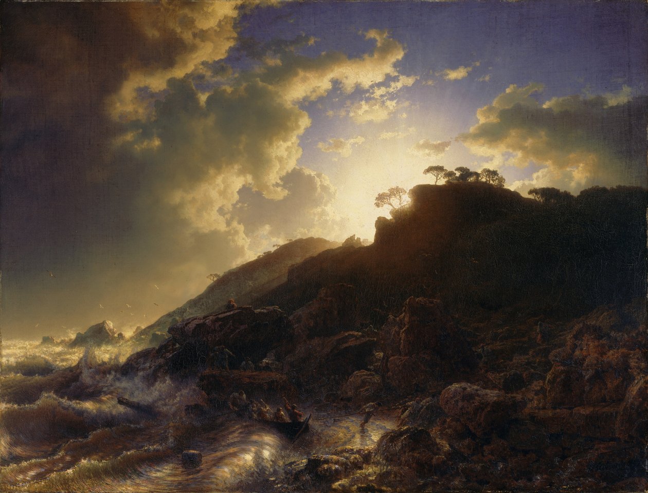 Francese: Coucher de soleil après une tempête sur la côte de la Sicile Tramonto dopo una tempesta sulla costa della Sicilia da Andreas Achenbach