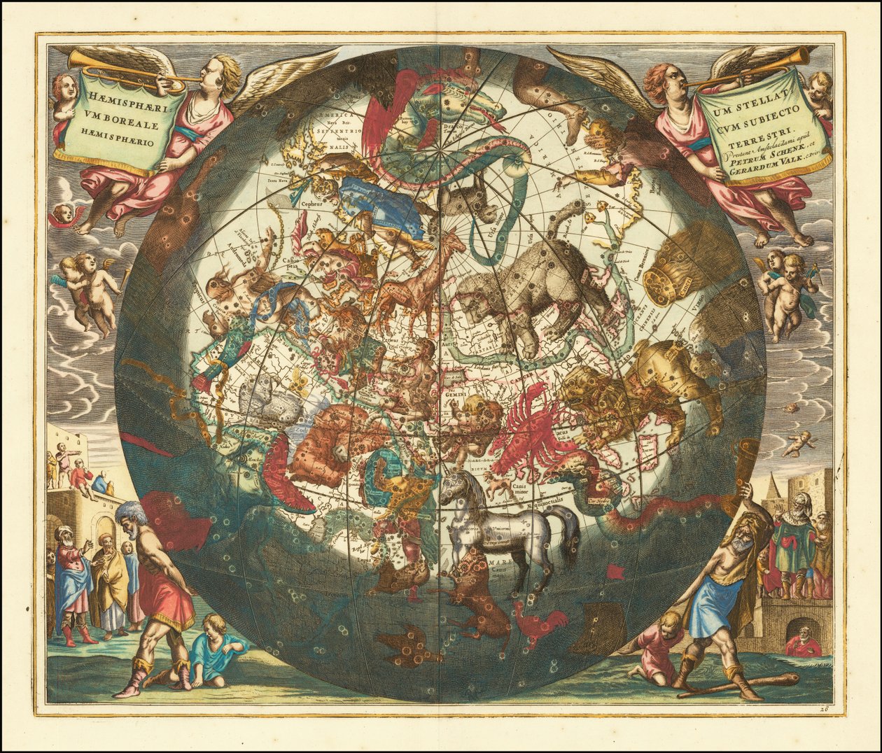 Carta celeste del cielo boreale del 1660 da Andreas Cellarius