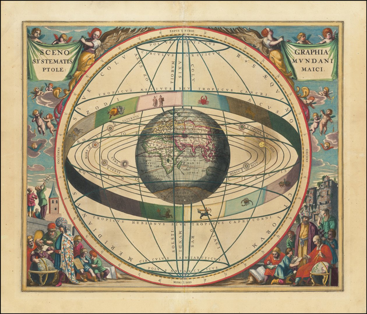 Mappa celeste del 1660 - Scenographia Systematis Mundani Ptolemaici da Andreas Cellarius