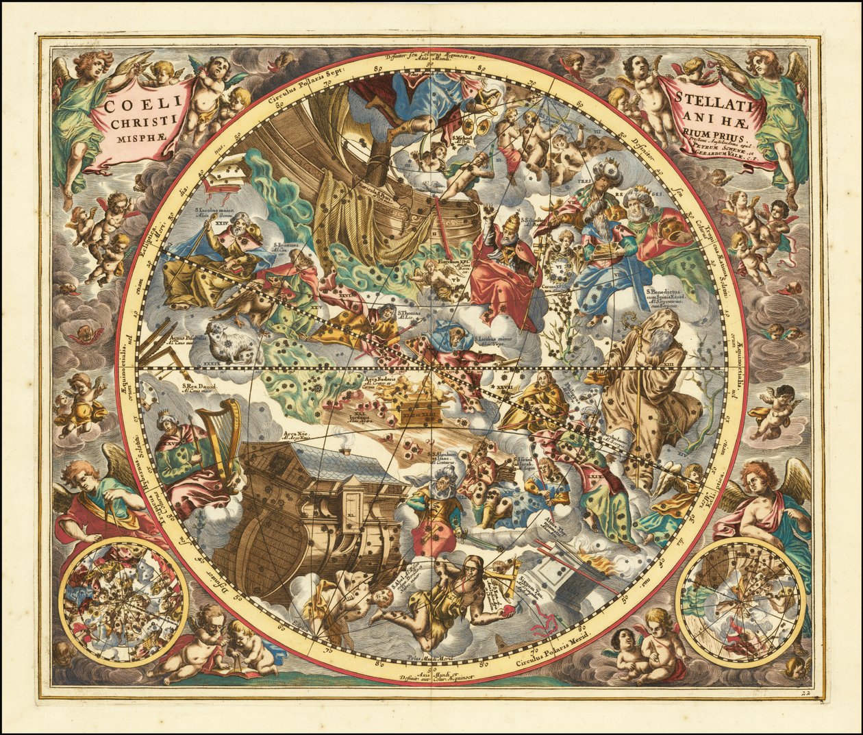 1660 mappa celeste delle costellazioni secondo il simbolismo cristiano da Andreas Cellarius