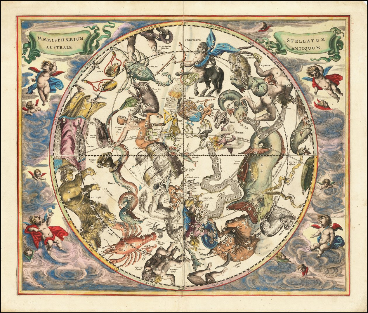 Mappa celeste del 1660 delle costellazioni dell