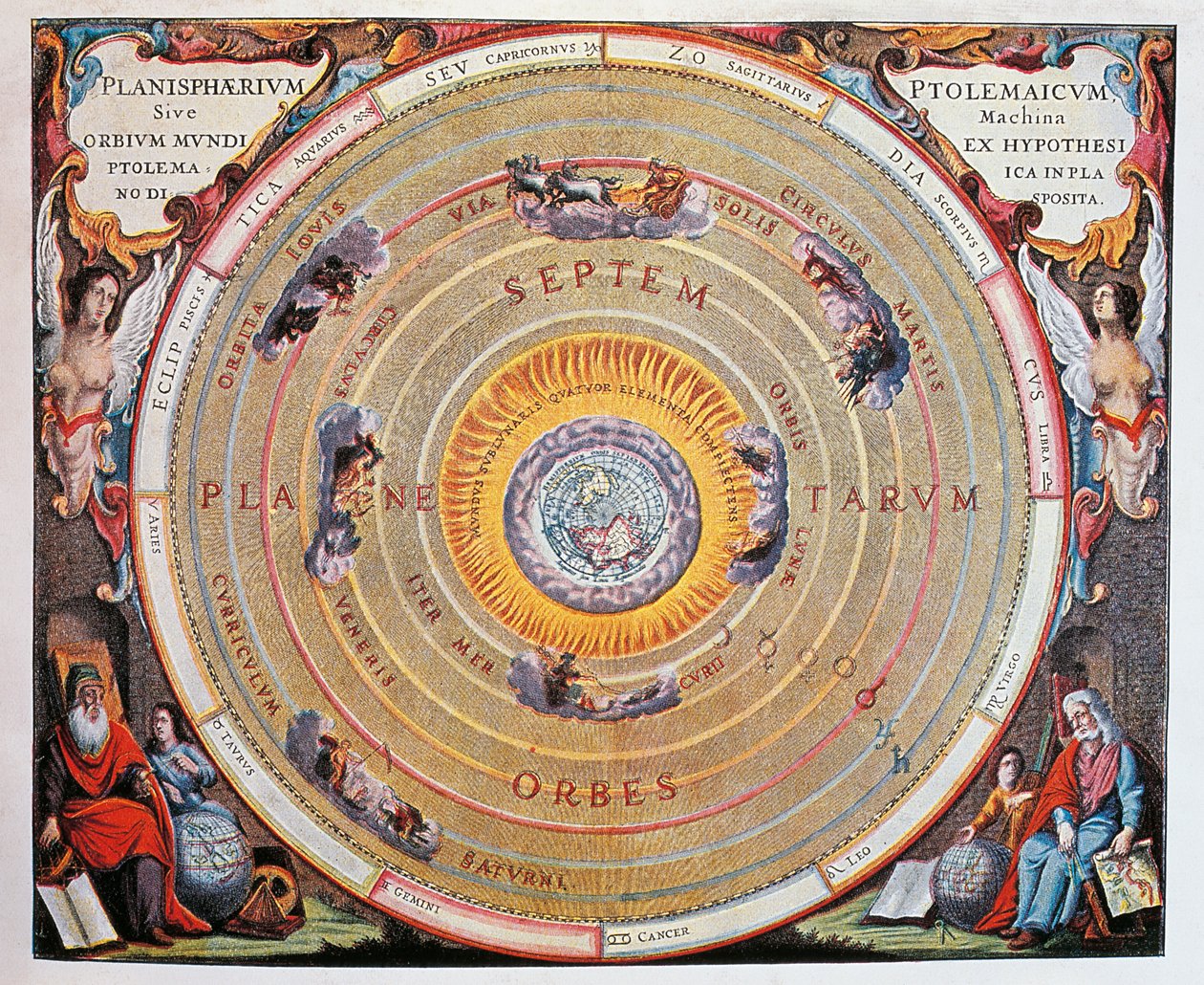 Mappa del mondo, studio della Terra basato sulle teorie di Tolomeo da Andreas Cellarius