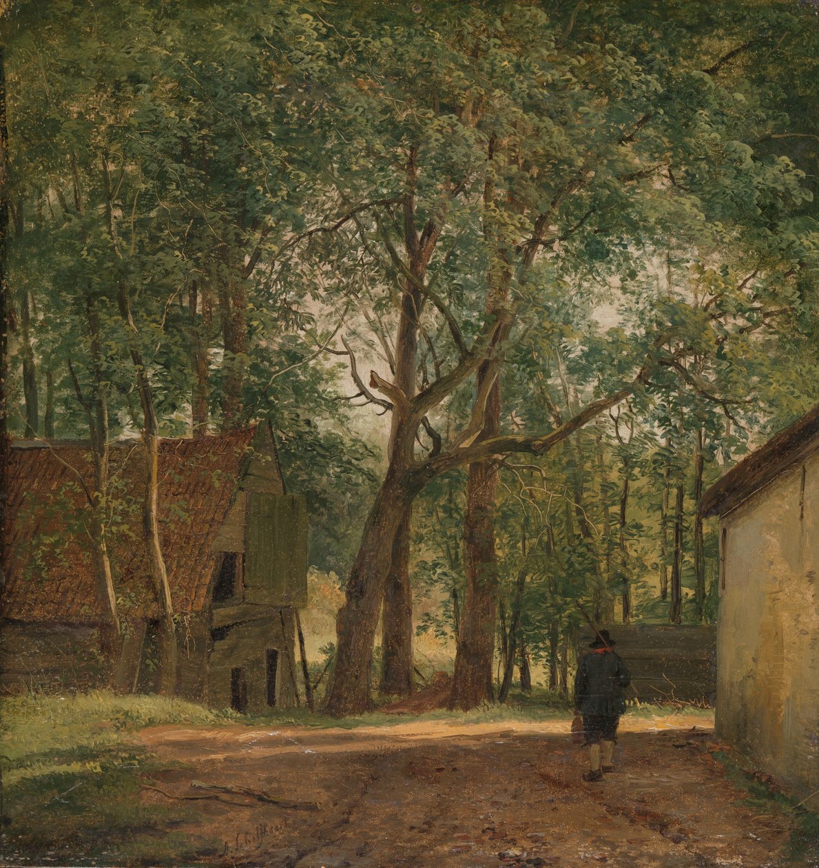Cortile della Fattoria da Andreas Schelfhout (signed by artist)