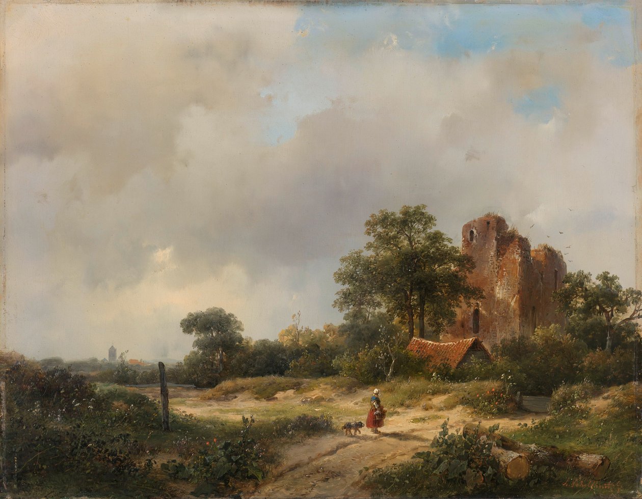Paesaggio con le rovine del castello di Brederode a Santpoort da Andreas Schelfhout