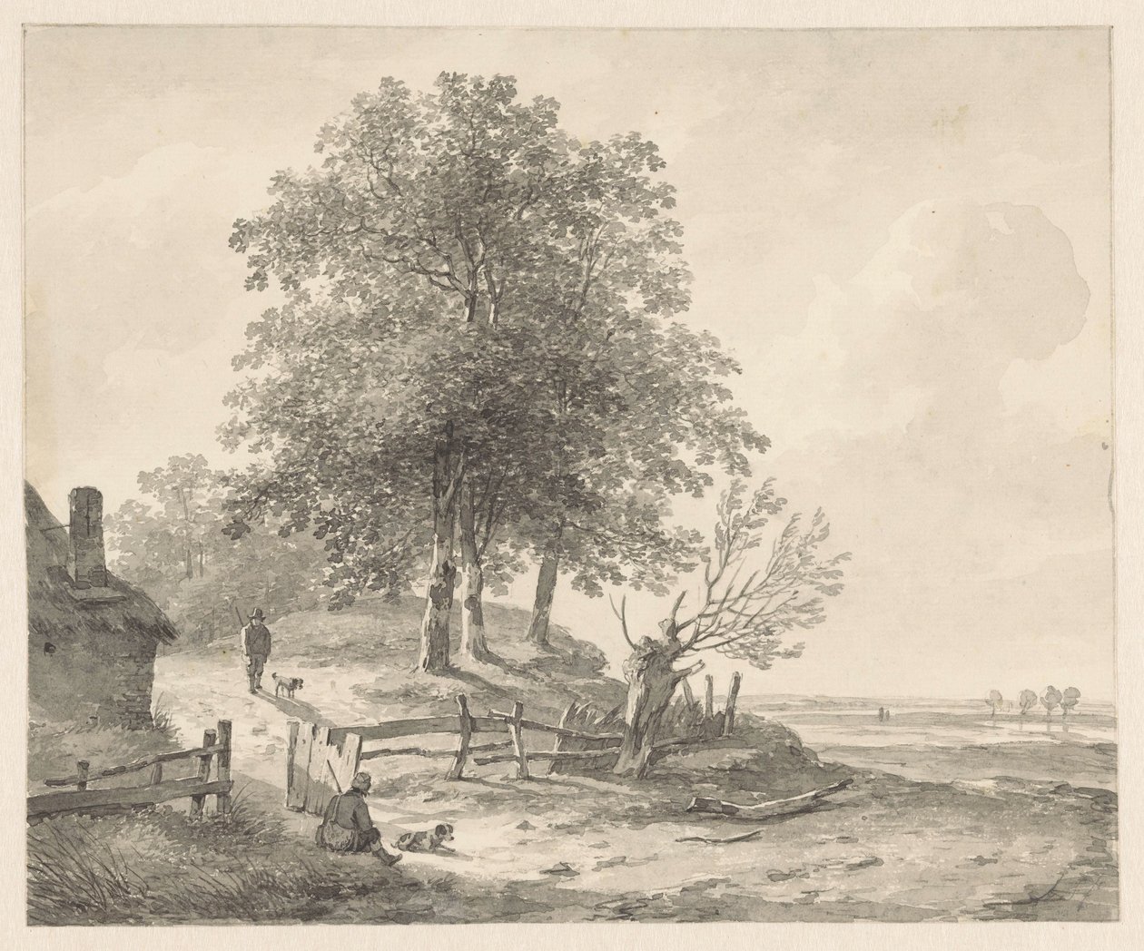 Paesaggio con una casetta su una collina da Andreas Schelfhout