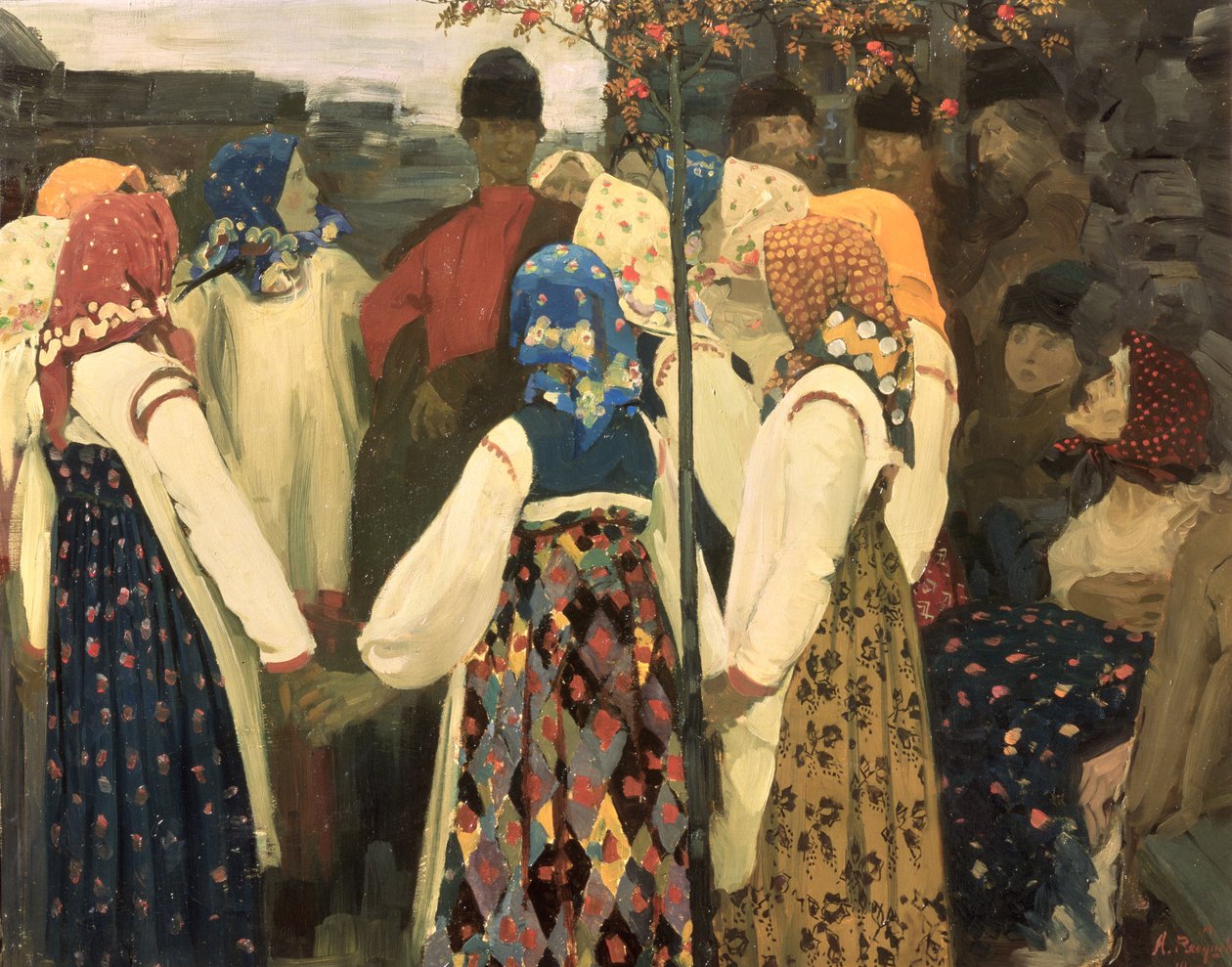Un ragazzo si è insinuato nella danza circolare della ragazza, 1902 da Andrei Petrovich Ryabushkin