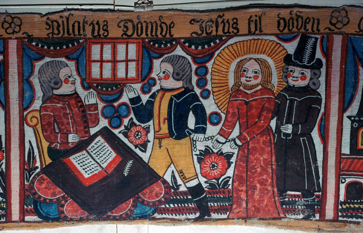 Rappresentazione di Cristo davanti a Ponzio Pilato dalla Svezia, XIX secolo da Andres Palsson