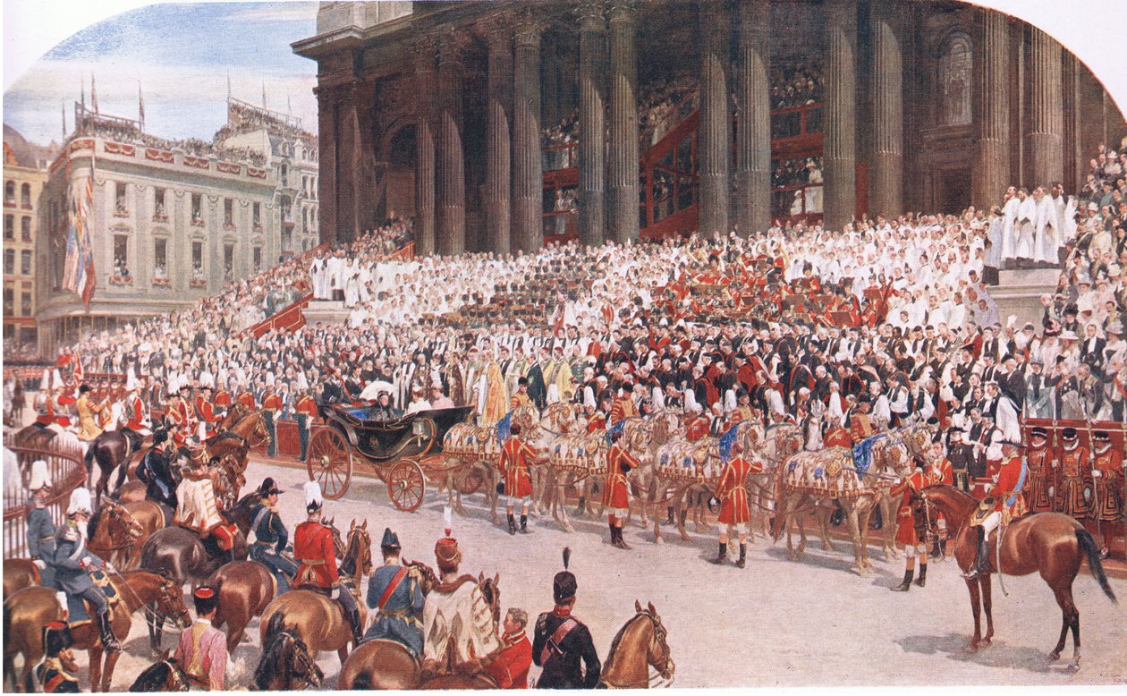 Cattedrale di San Paolo: Giubileo di Diamante della Regina Vittoria 22 giugno 1897, da La Storia del Popolo Britannico di Cassell pubblicato da Waverley Book Company Limited, c.1940 da Andrew Carrick Gow