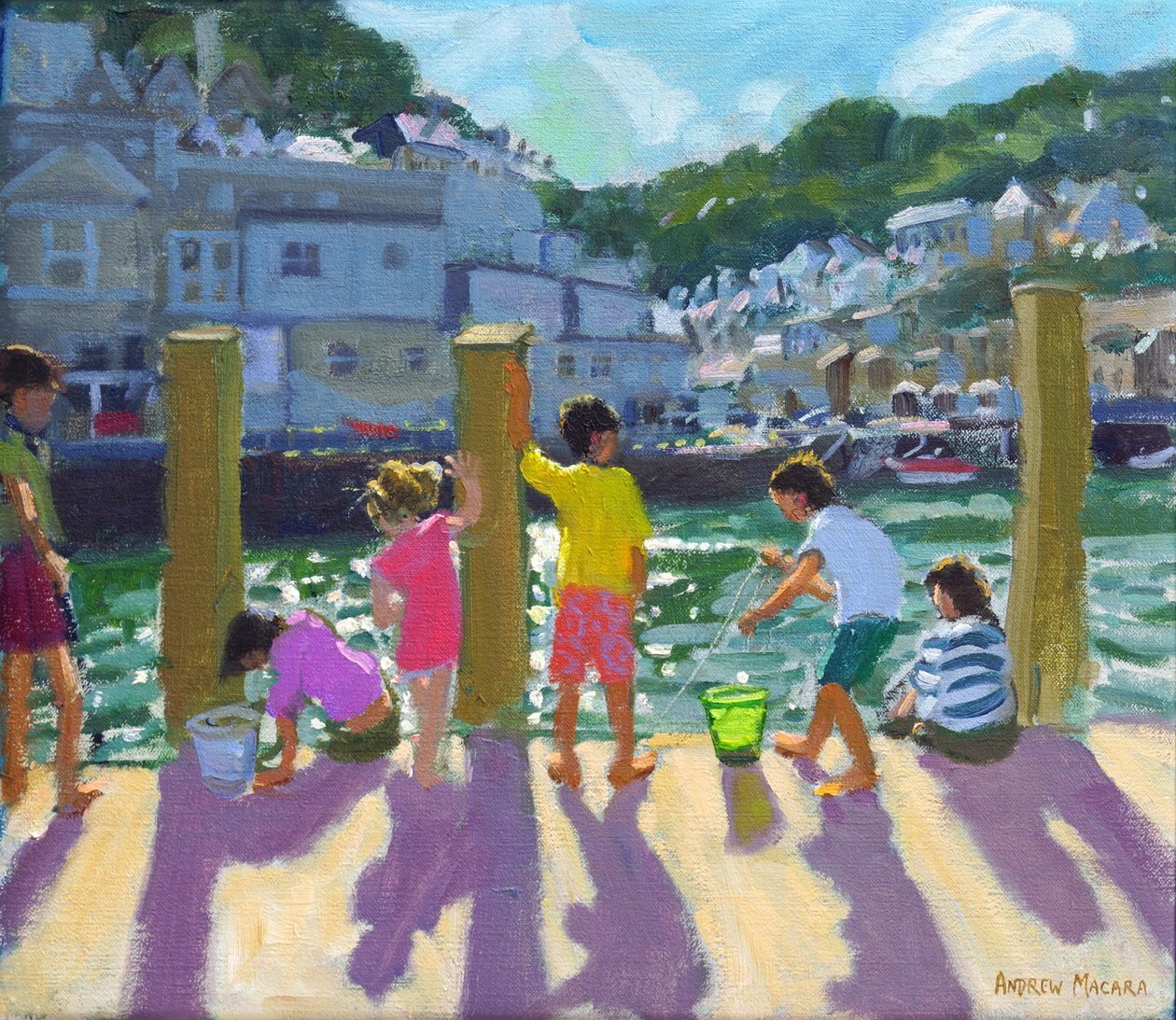 Pescatori sul molo, Looe, 2015 da Andrew Macara