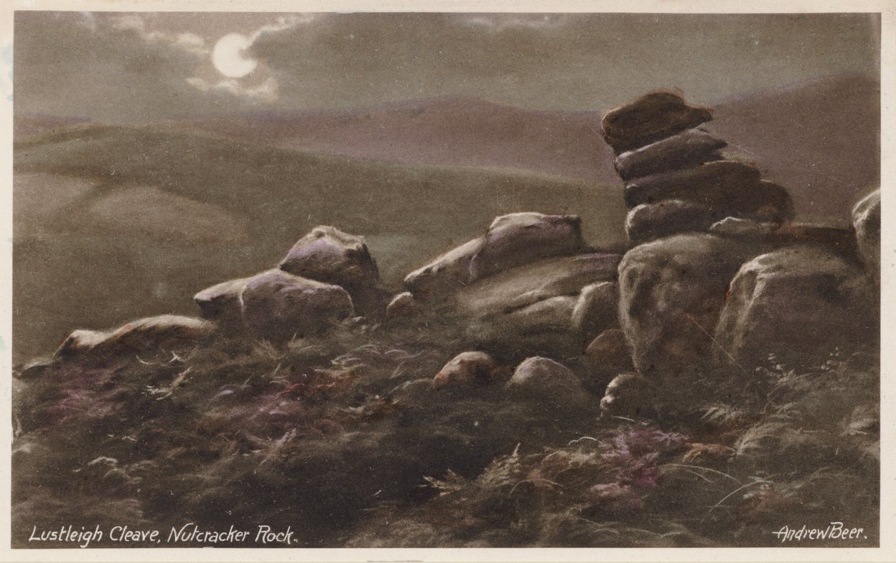 Dartmoor: Lustleigh Cleave, Nutcracker Rock (foto a colori) da Andrew Beer