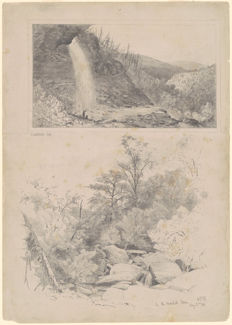 Cascata di Kaatskill; e Nella gola di Kaatskill da Andrew Fisher Bunner