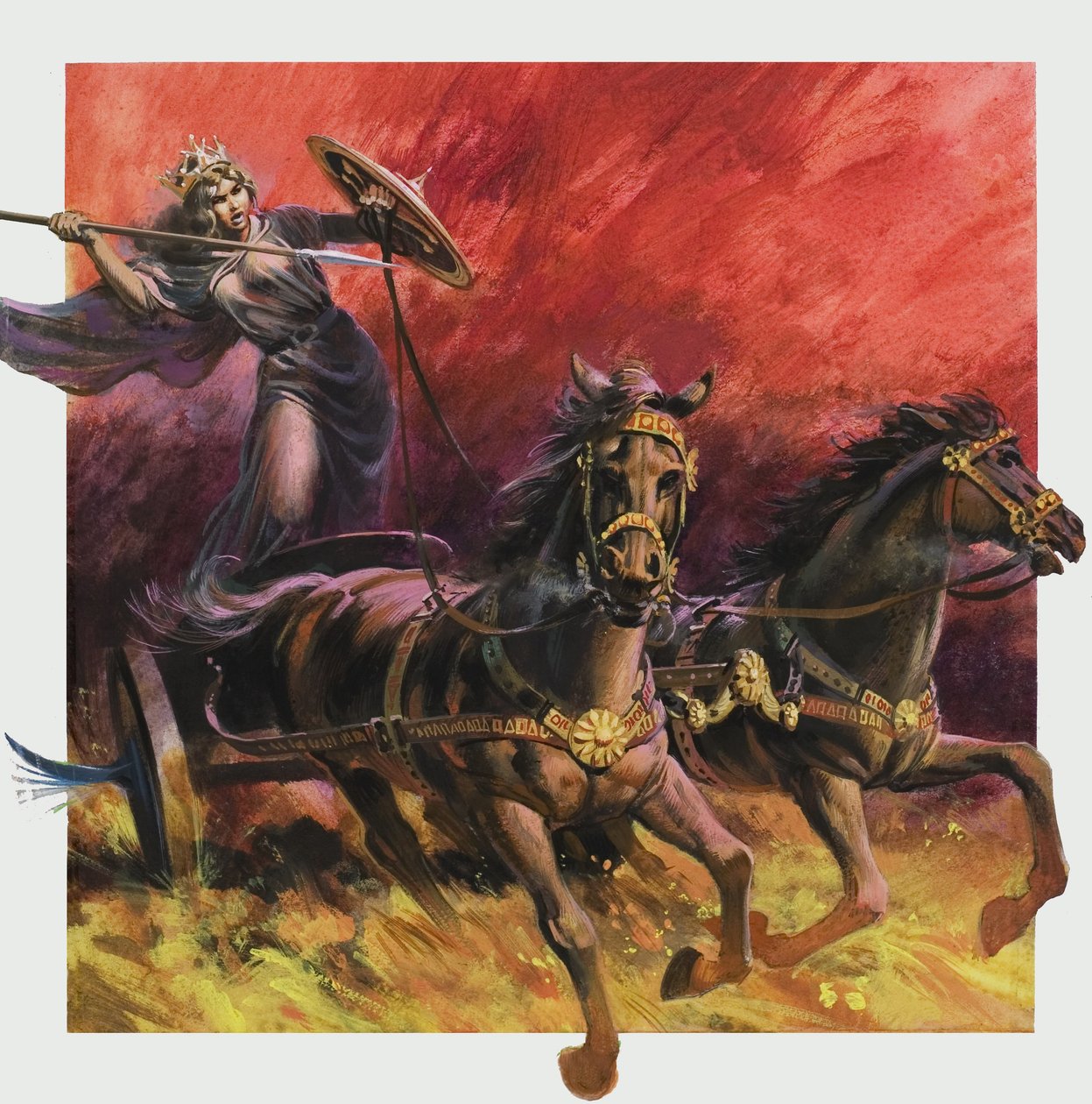 Regina Boadicea (60 d.C. circa) (gouache su carta) da Andrew Howat
