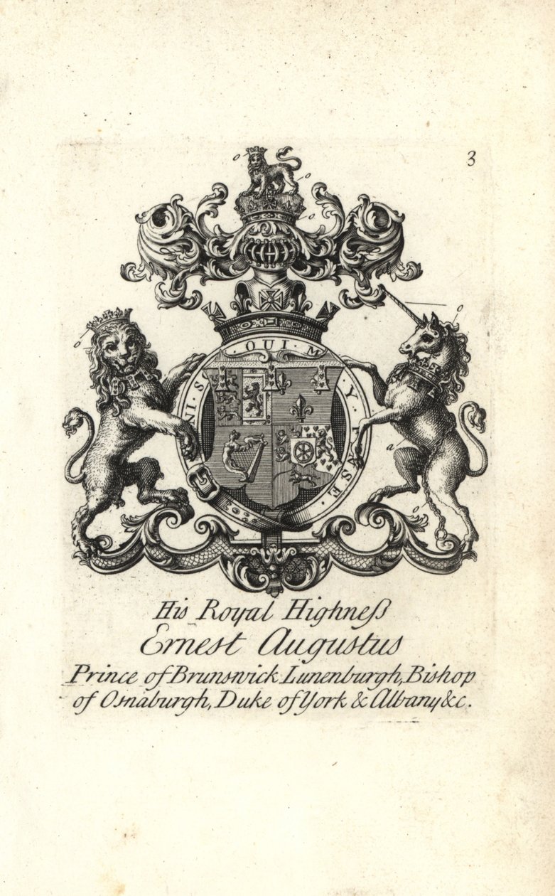 Stemma e cresta di SAR Ernesto Augusto, Principe di Brunswick Luneburg, Vescovo di Osnaburgh, Duca di York e Albany da Andrew Johnston