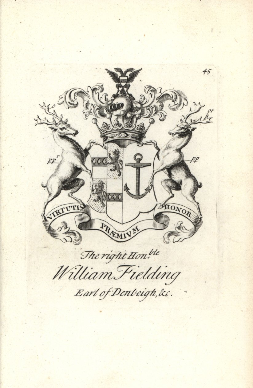 Stemma e cresta del molto onorevole William Fielding, 5° Conte di Denbigh da Andrew Johnston
