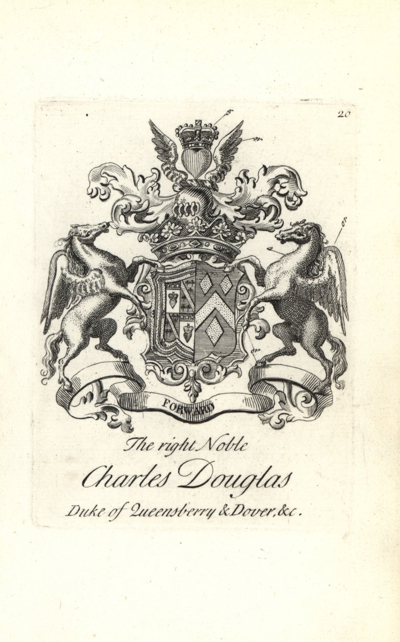 Stemma e cresta del nobile Charles Douglas, 3º Duca di Queensberry e Dover da Andrew Johnston