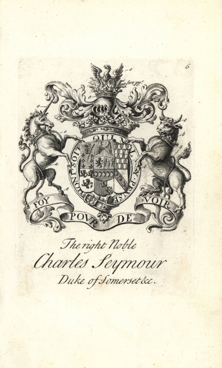 Stemma e cresta del nobile Charles Seymour, 6º Duca di Somerset da Andrew Johnston