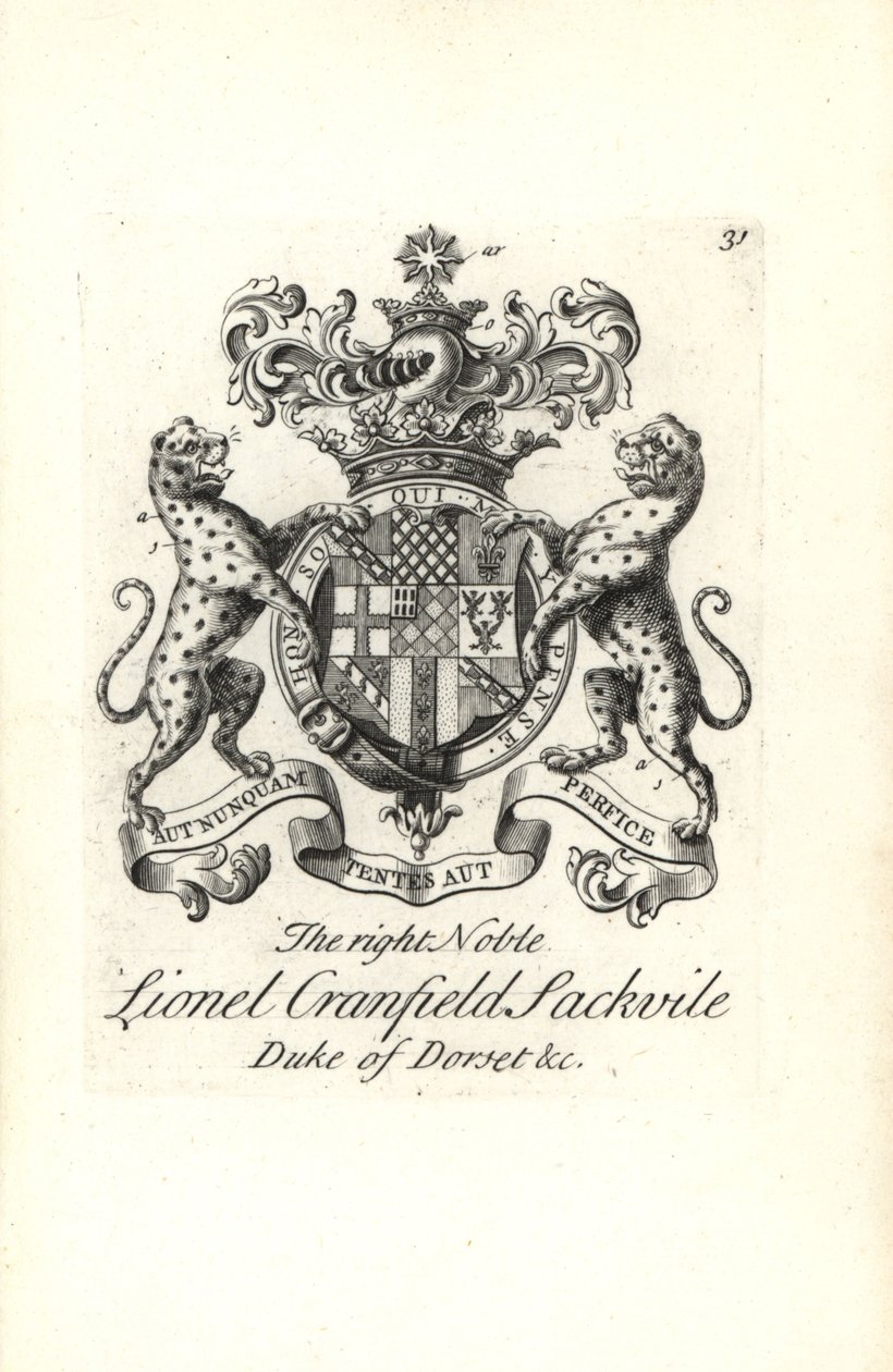 Stemma e cresta del nobile Lionel Cranfield Sackville, Duca di Dorset da Andrew Johnston