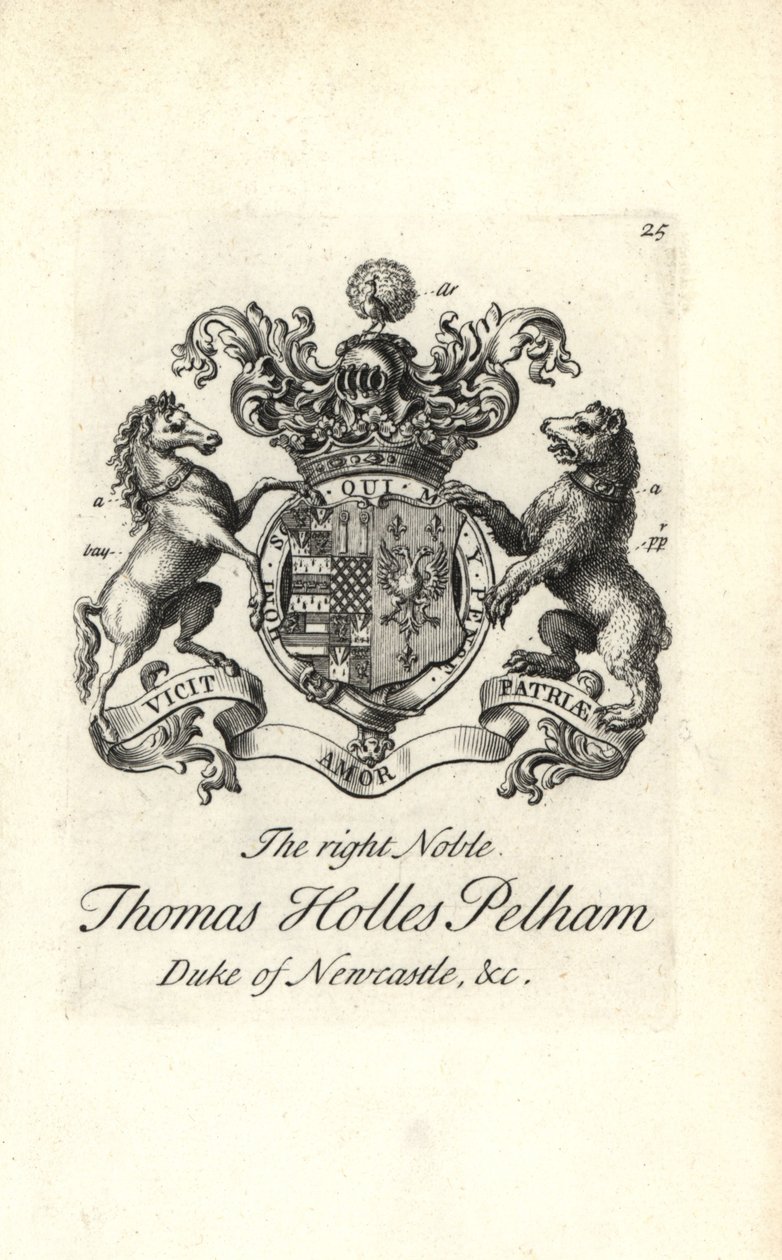 Stemma e cresta del nobile Thomas Holles Pelham da Andrew Johnston