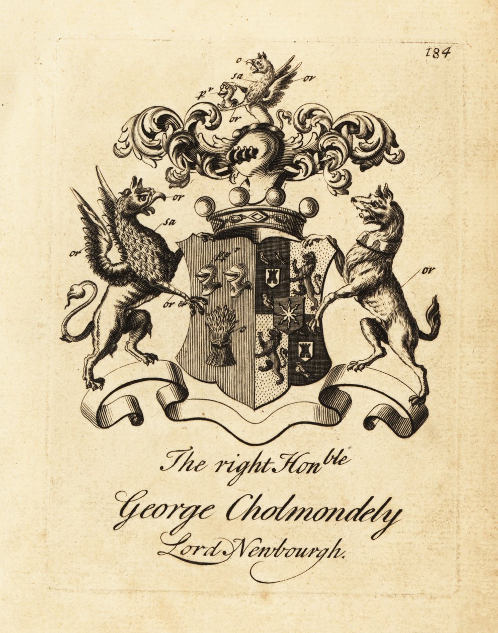 Stemma del Onorevole George Cholmondely, Lord Newbourgh, 2° Conte di Cholmondeley da Andrew Johnston