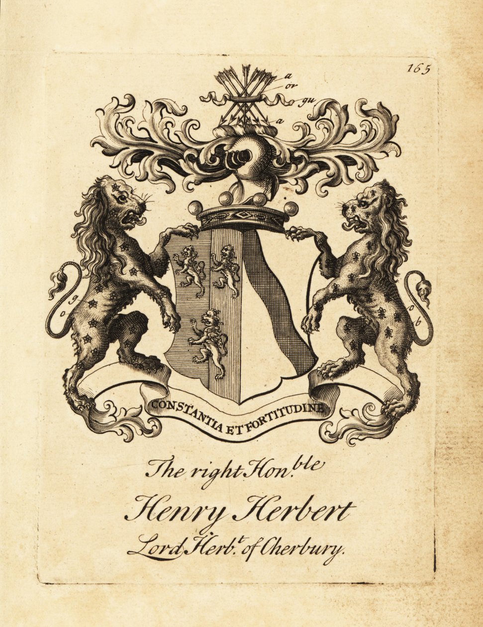 Stemma del Onorevole Henry Herbert, Lord Herbert di Cherbury, Barone Herbert di Cherbury (o Chirbury) da Andrew Johnston