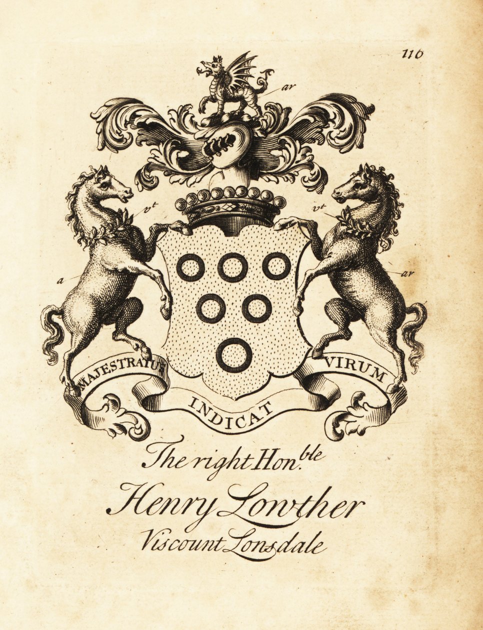 Stemma del Onorevole Henry Lowther, 3° Visconte Lonsdale (1694-1751) da Andrew Johnston