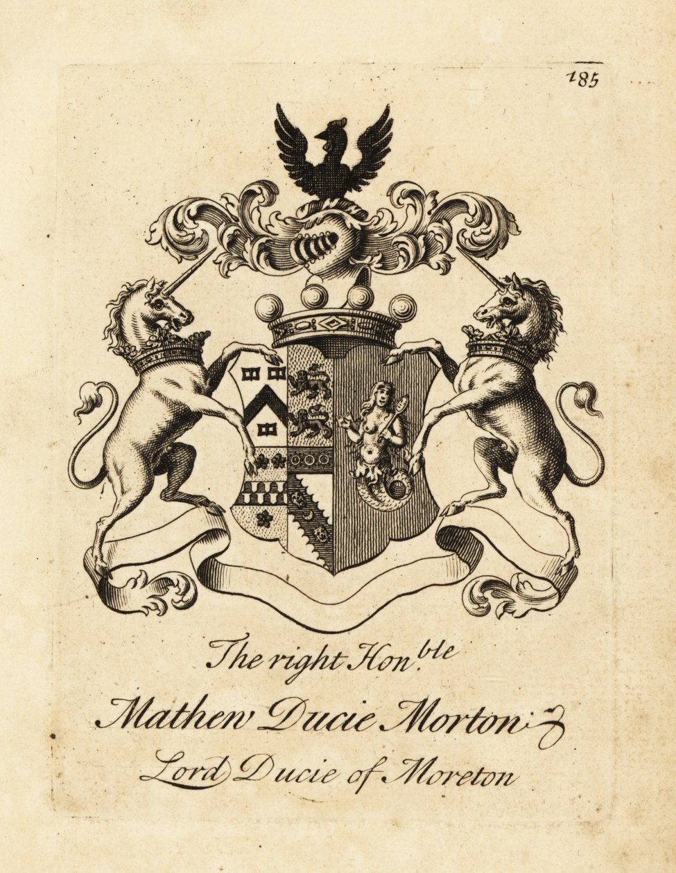 Stemma del Onorevole Mathew Ducie Morton, Lord Ducie di Moreton da Andrew Johnston