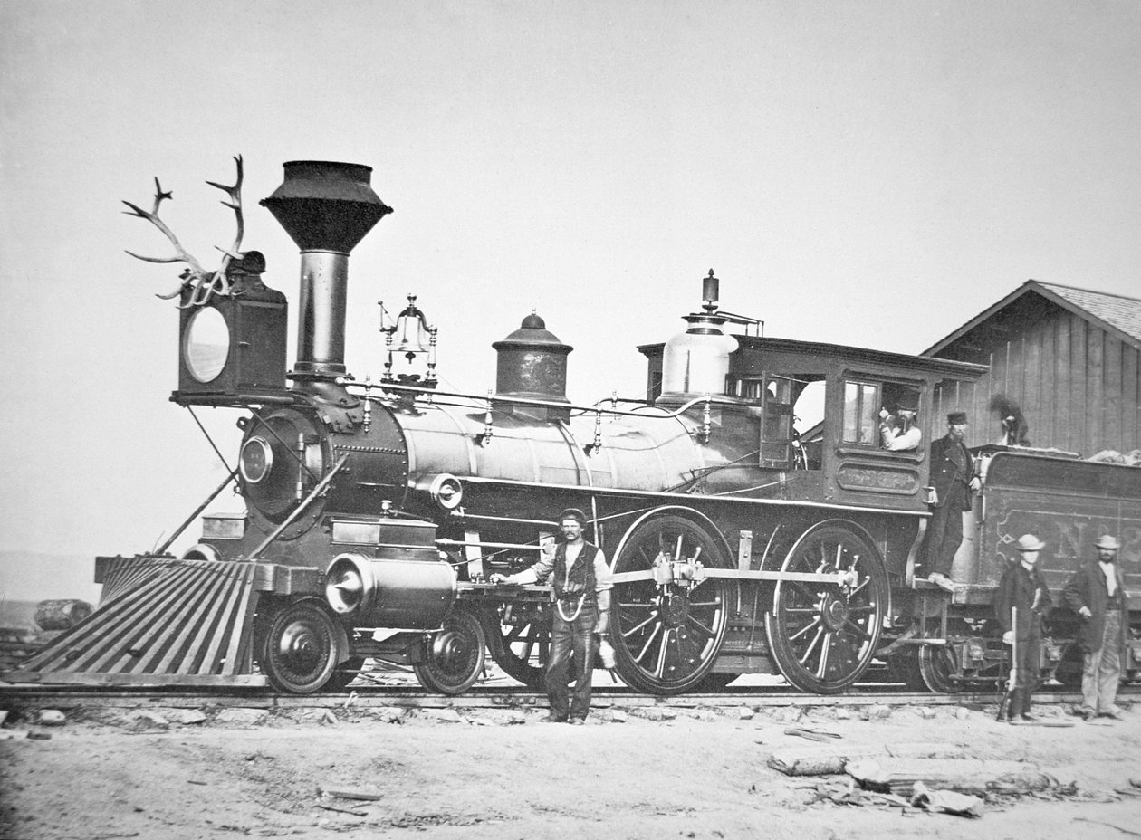 Locomotiva numero 23 alla stazione di Wyoming vicino al fiume Little Laramie da Andrew Joseph Russell
