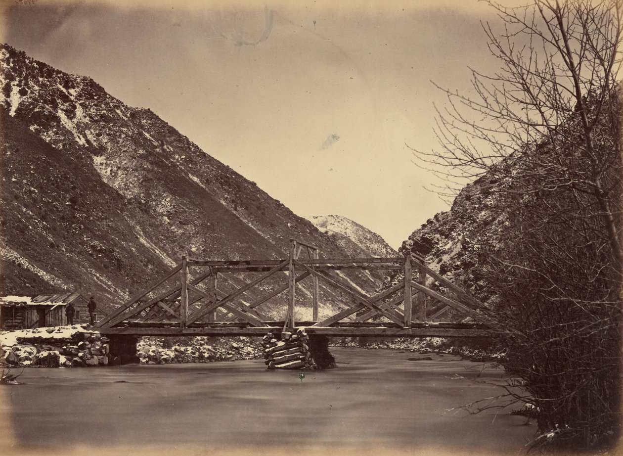 Piastra 42. Ponte Mormon Turnpike, foce del Canone Weber, 1869 (foto) da Andrew Joseph Russell