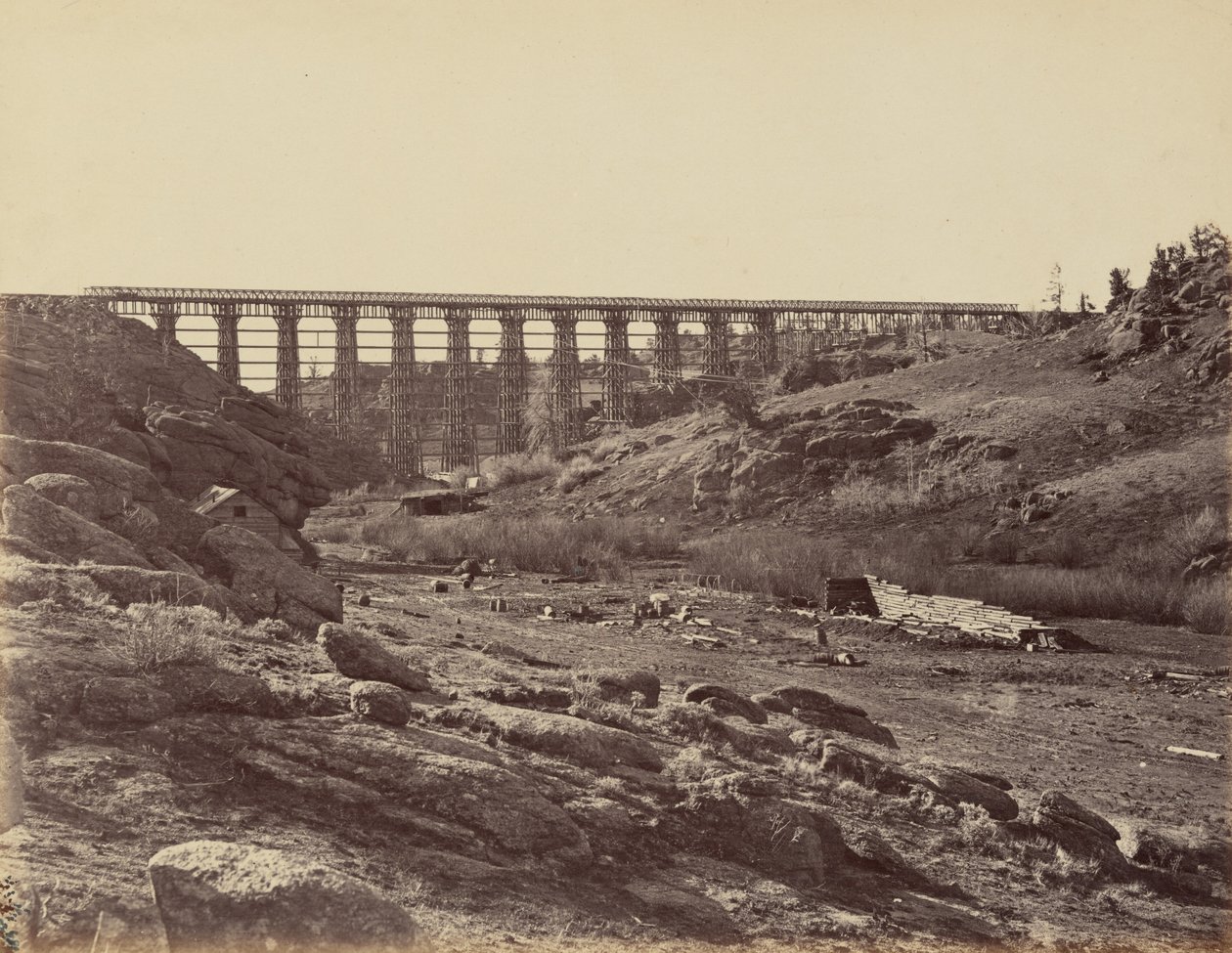 Piastra 7. Ponte di Dale Creek, vista generale, 1869 (foto) da Andrew Joseph Russell