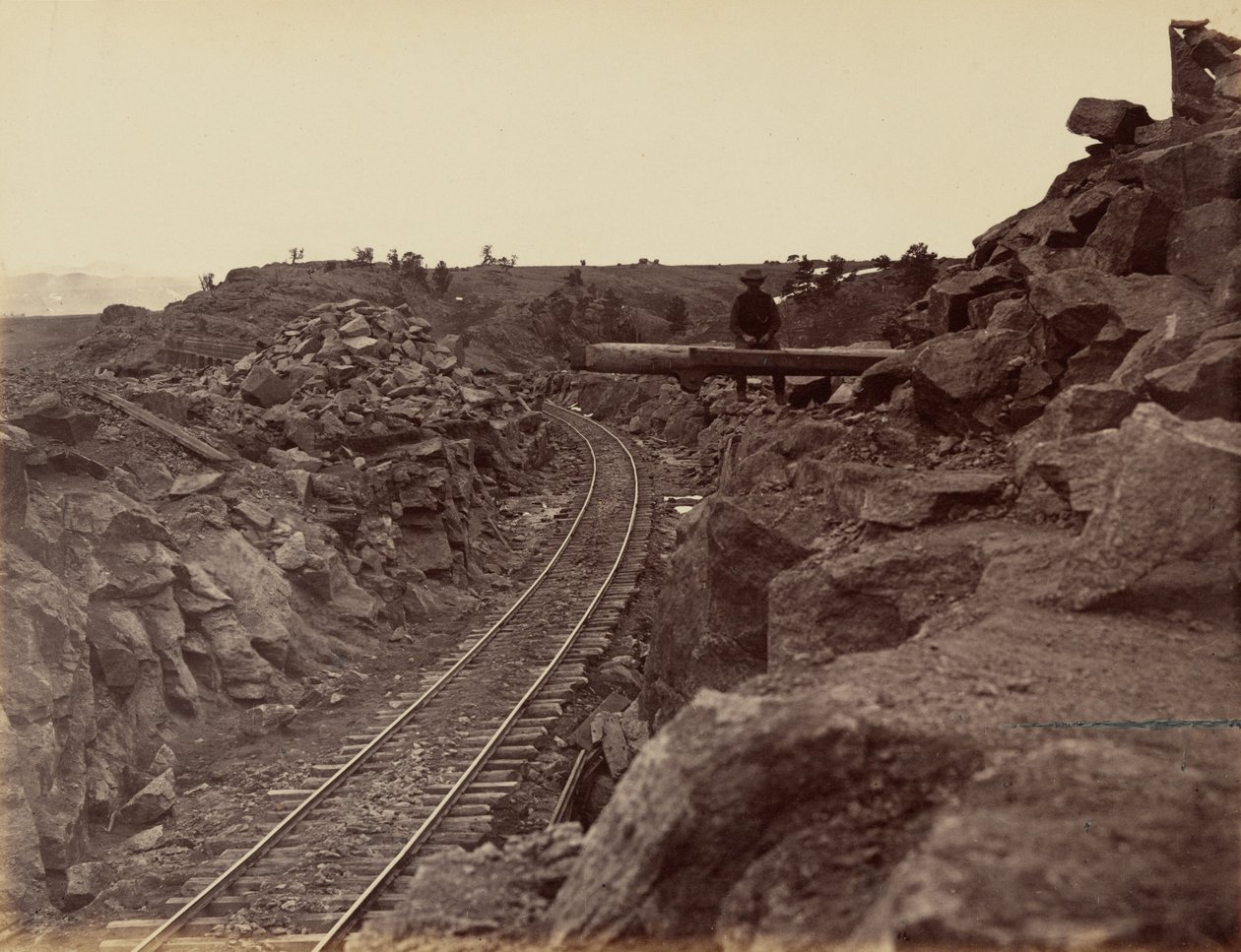 Piastra 9. Avvicinamento orientale al ponte di Dale Creek, 1869 (foto) da Andrew Joseph Russell