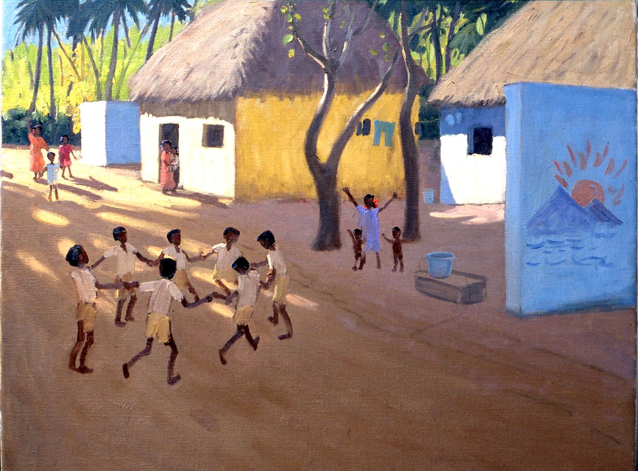 Bambini che ballano, India (olio su tela) da Andrew Macara